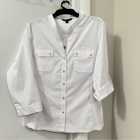 Zac & Rachel White Button-Up Shirt with Gold Accents - Picture 3 of 12